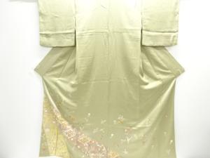 作家物　花鳥模様刺繍三ツ紋色留袖（比翼付き）